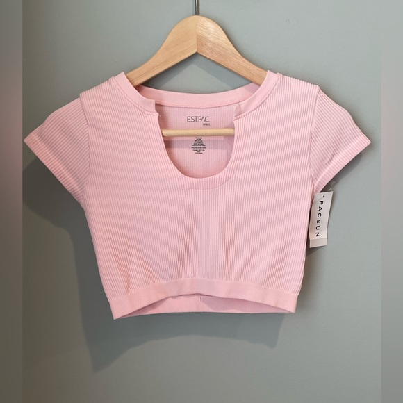 Pacsun Ribbed Notched Crop Top-Size XS‎ New with Tags - Picture 4 of 9